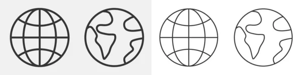 Ikonen Der Welt Isoliert Set Von Planeten Symbolen Flachen Linearen — Stockvektor