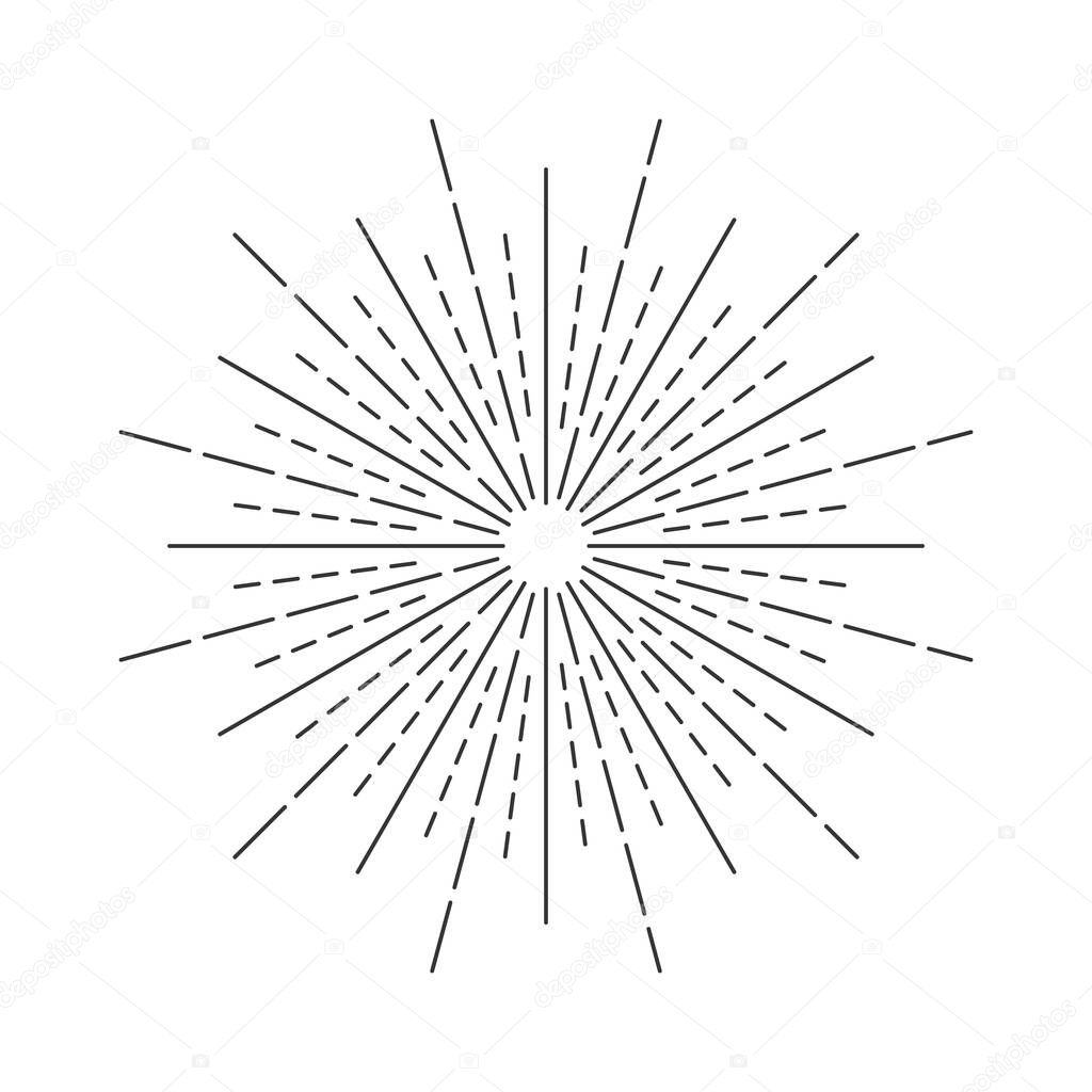 Fireworks linear icon. Sun burst vector symbol