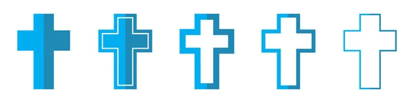 Icone Vettoriali Della Croce Cristiana Set Simboli Cristiani Sfondo Bianco — Vettoriale Stock