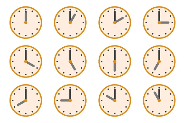Relojes Con Diferentes Tiempos Reloj Vector Iconos — Archivo Imágenes Vectoriales