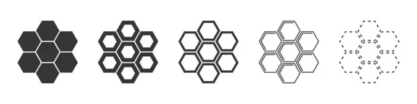 Honeycomb Bee Ikoner Set Uppsättning Bikaka Linjära Ikoner Vektorillustration Cell — Stock vektor