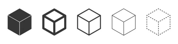 Iconos Vectoriales Cubo Conjunto Símbolos Cubo Sobre Fondo Blanco Ilustración — Archivo Imágenes Vectoriales
