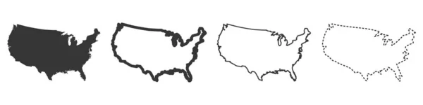 Amerikaanse Vectorkaart Een Set Lineaire Kaarten Van Amerika Vector Illustratie — Stockvector