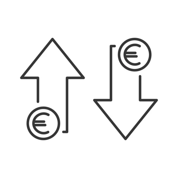 ユーロの上昇率と下落率の概念 — ストックベクタ