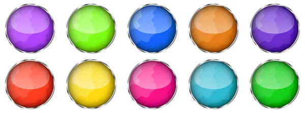 Ensemble Boutons Ronds Brillants Illustration Vectorielle Boutons Lumineux Colorés Avec — Image vectorielle