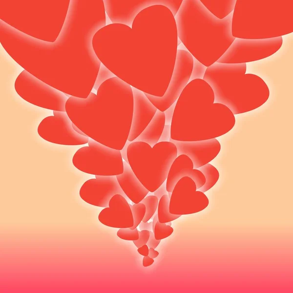 Fantasy Forme Cuore Rosso Galleggianti Sfondo Spazio Bianco Rosa Vostre — Foto Stock