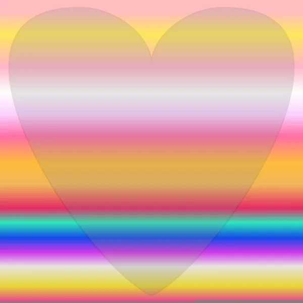 Big Transparent Heart Silhouette Multicolored Rainbow Background Full Frame Concepts — 스톡 사진