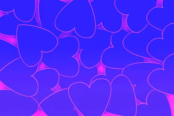 Liebe Valentinstag Und Herzensgestaltung Illustrationskonzept Blauer Herzen Mit Violetten Strichen — Stockfoto