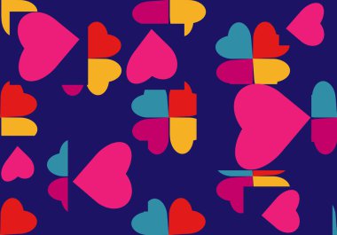 Aşk, Sevgililer Günü ve kalp tasarımı. İnsanlığın olumlu, ruhsal durumunun taşıyıcı konsepti. Aşkı, düğünü ya da çifti, tutkuyu ya da eşyaları paketlemeyi kutladığınız için..