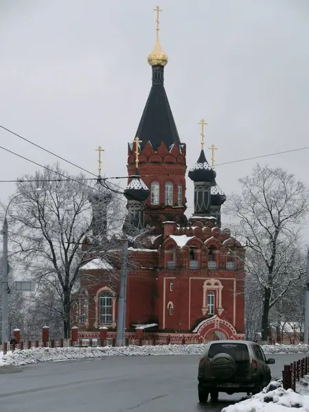 Cerkiew Jeden Zimowy Miasto Rosja Rosyjska Zima Śnieg Jest Wszędzie — Zdjęcie stockowe