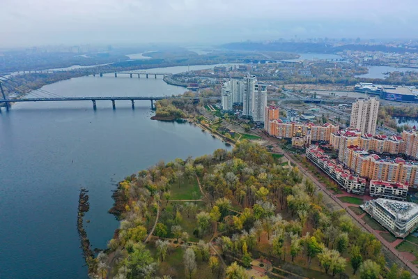 Pontes Sobre Rio Dnipro Kiev — Fotografia de Stock