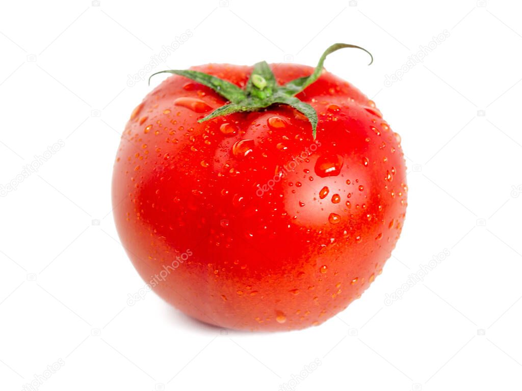 Tomato with water drops