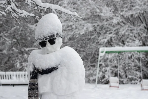 Boneco de neve no parque — Fotografia de Stock