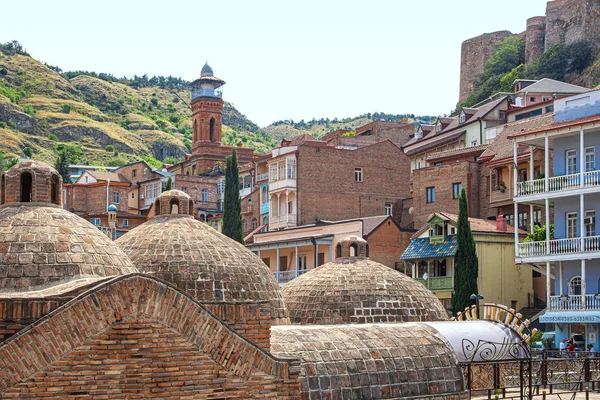 Minaret of Juma mosque, sulfur baths in old Tbilisi