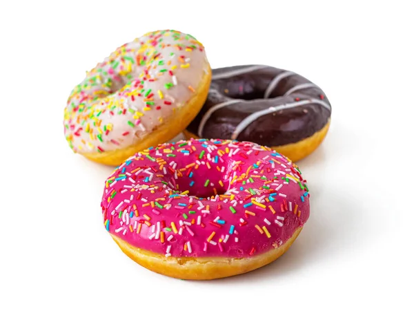 Donuts mit Erdbeere, Schokolade und Vanillezucker — Stockfoto