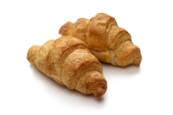 Two mini croissants made of puff pastry with cream — Stock Photo, Image