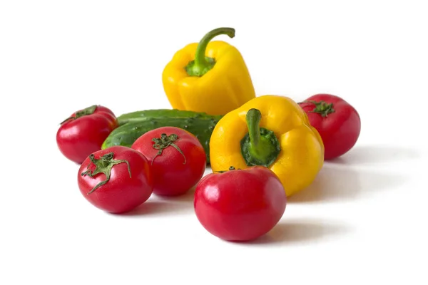 Bell peppers, tomatoes, cucumbers — Stok fotoğraf