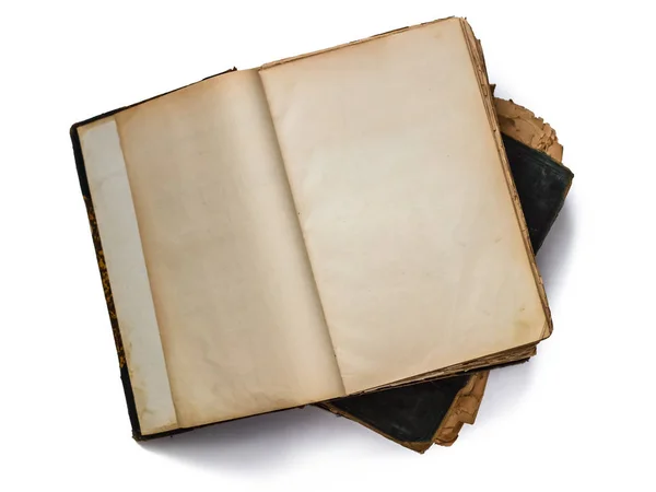 Livros antigos sobre um fundo isolado branco — Fotografia de Stock