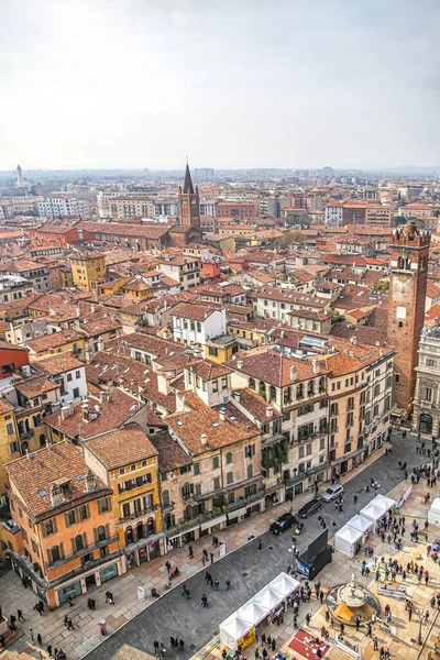 Verona Itália 2018 Vista Panorâmica Topo Torre Lamberti Cidade Medieval — Fotografia de Stock