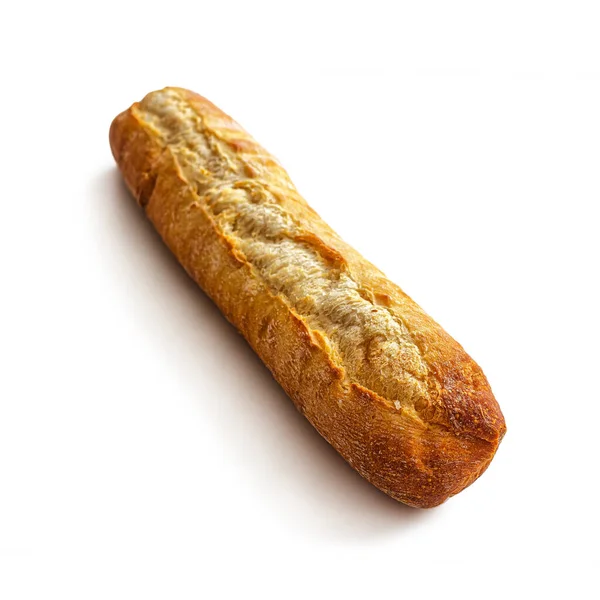 Baguette Rustique Croûte Dorée Croustillante Cuite Partir Farine Blé Isolée — Photo