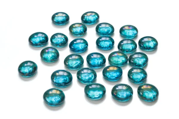 Bright Shiny Turquoise Glass Stones Isolated White Background — Stock Photo, Image