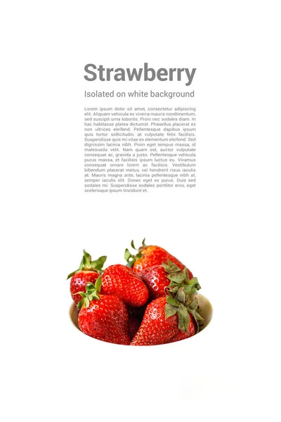 Reife Erdbeere Mit Isolierten Blättern Auf Weißem Hintergrund Beispiel Für — Stockfoto