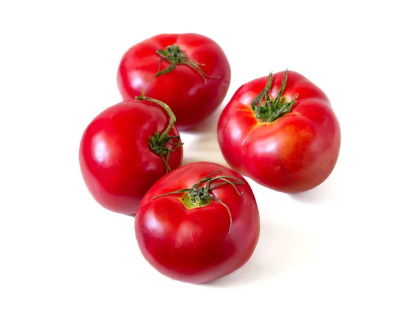 Tomates Vermelhos Vivos Maduros Suculentos Uzbequistão Isolados Sobre Fundo Branco — Fotografia de Stock