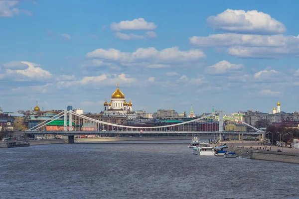 Moscow Russia 2018 Moscow Landscape Moscow River Crimean Bridge Cathedral — Stock Photo, Image