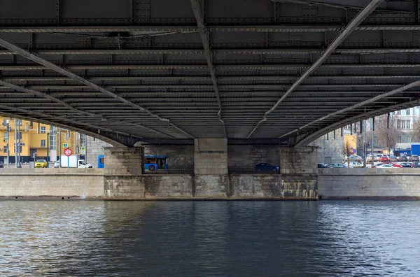 View of the river under the bridge. Crimean bridge over the Moscow river