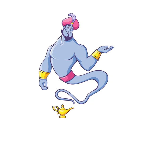 Türbanlı cin ya da cin altın lambadan çıkıyor ve teklifte bulunuyor.