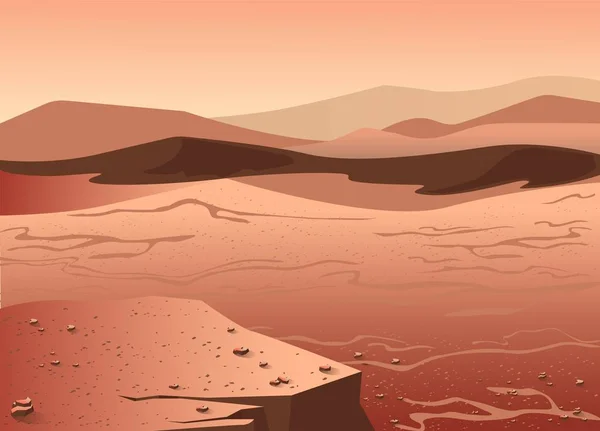 Mars permukaan panorama atau lanskap - Stok Vektor