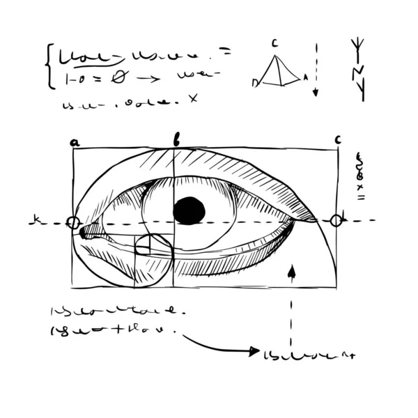 Hand draw image all seeing eye inside layout surrounded by scheme and Latin inscription