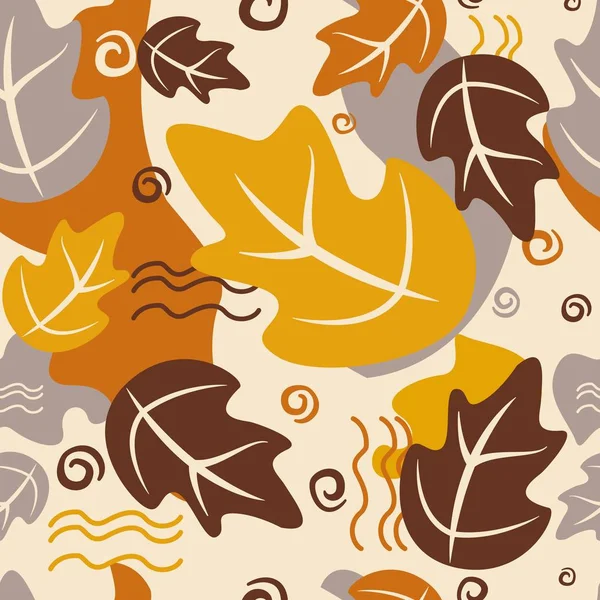 Seamless pattern fall leaves of dry autumn oak. — Stock Vector