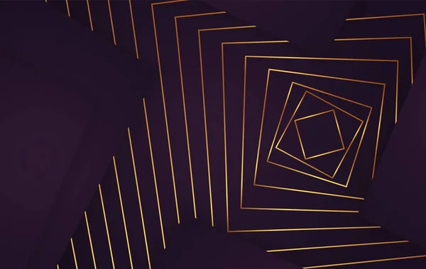 Geometryczne złote linie projektowe i kostki abstrakcyjne elementy na fioletowy wektor tła ilustracji — Wektor stockowy