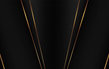 Altın çizgili siyah soyut arkaplan ve grafik elementler vektör illüstrasyonu