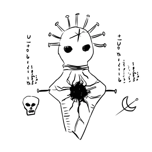 Occult skull illustration, mystical hand drawn image. — 스톡 벡터