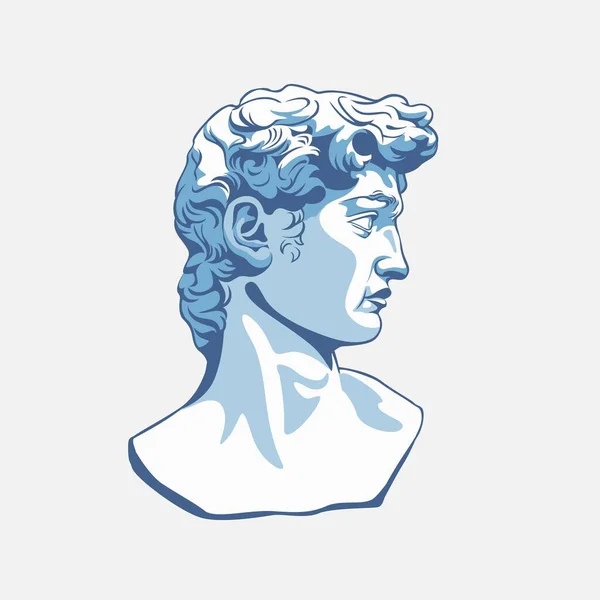 ギリシャの彫刻漫画男性の頭のベクトルグラフィックイラスト — ストックベクタ