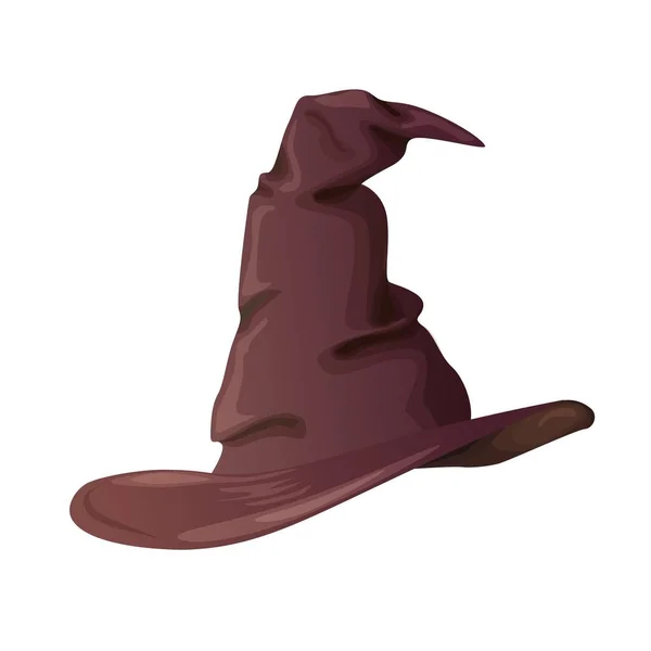 Sombrero de bruja marrón para un disfraz para las vacaciones . — Vector de stock