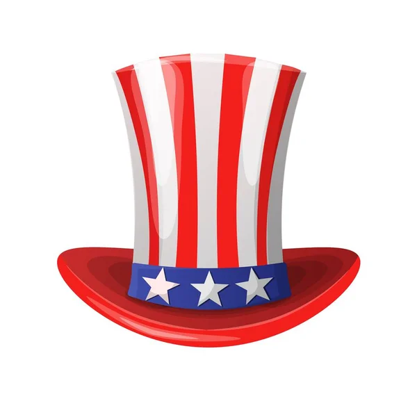 Sombrero americano con estrellas en forma de cilindro . — Vector de stock