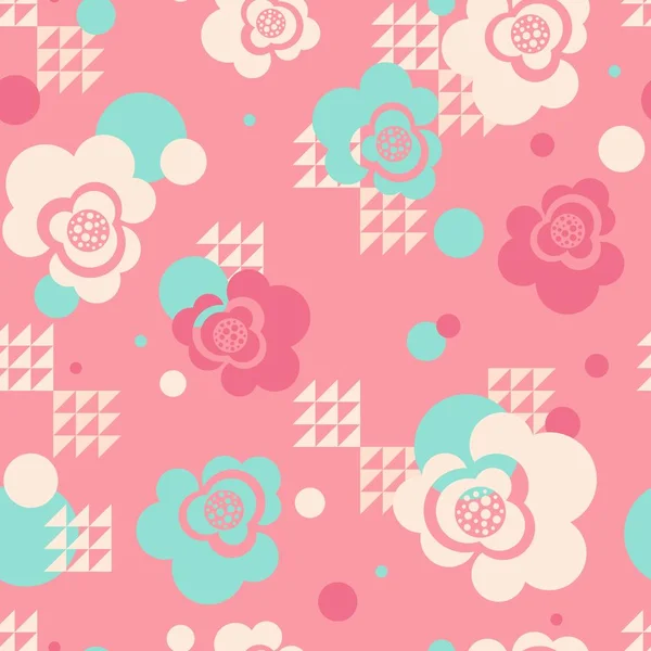 Αφηρημένη αδιάλειπτη μοτίβο από φωτεινά ροζ λουλούδια. — Διανυσματικό Αρχείο