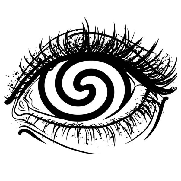 Ojo humano realista con ilustración gráfica vectorial de iris hipnótico espiral — Archivo Imágenes Vectoriales