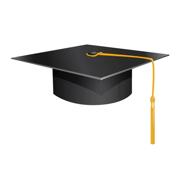 Black graduate student hat on a white background. — Stock Vector