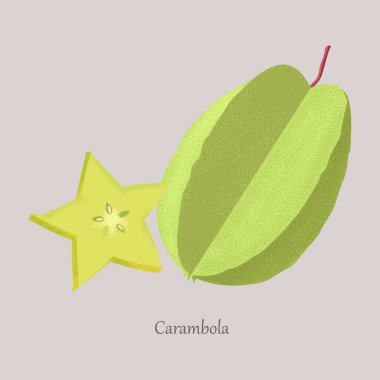 Carambola tatlı tropikal meyve. Olgun Carambola egzotik, sulu meyvenin tamamı ve kesimi.