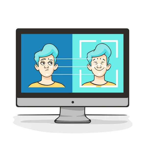 Tecnología moderna inteligencia artificial deepfake vector ilustración plana — Vector de stock