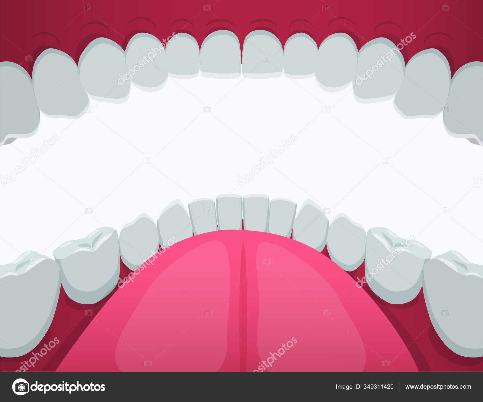 Desenhos animados Boca aberta e dente branco saudável imagem