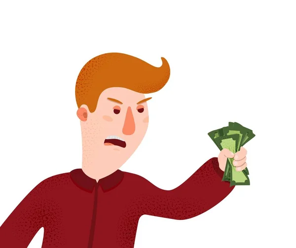 Angry redhead guy shouting shut up and take my money vector graphic illustration — Wektor stockowy