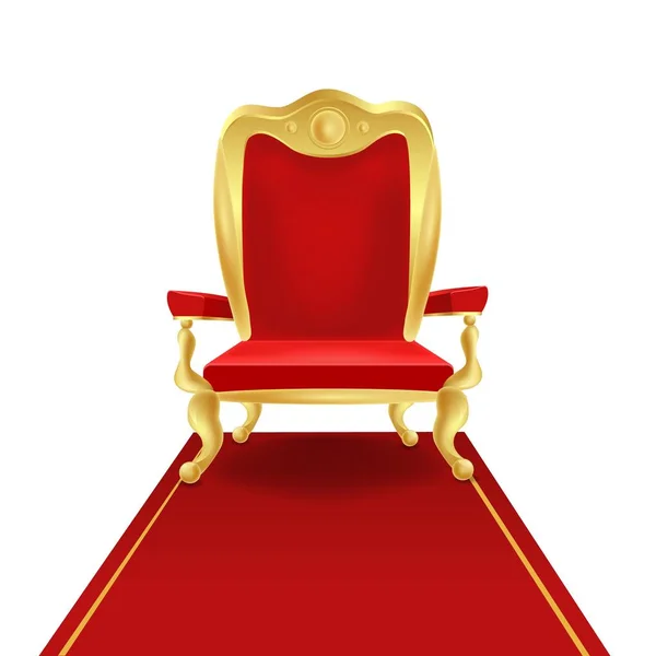 Luxury golden king throne chair with red royal carpet vector graphic illustration — Stockový vektor