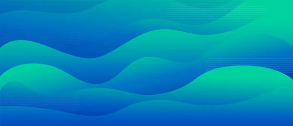 Onde bleue et verte colorée à gradient fluide dynamique abstrait avec illustration graphique vectorielle linéaire — Image vectorielle