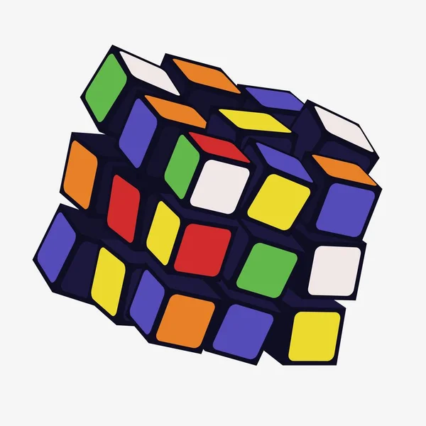 カラフルな3Dパズルキューブの組み合わせベクトルグラフィックイラスト — ストックベクタ
