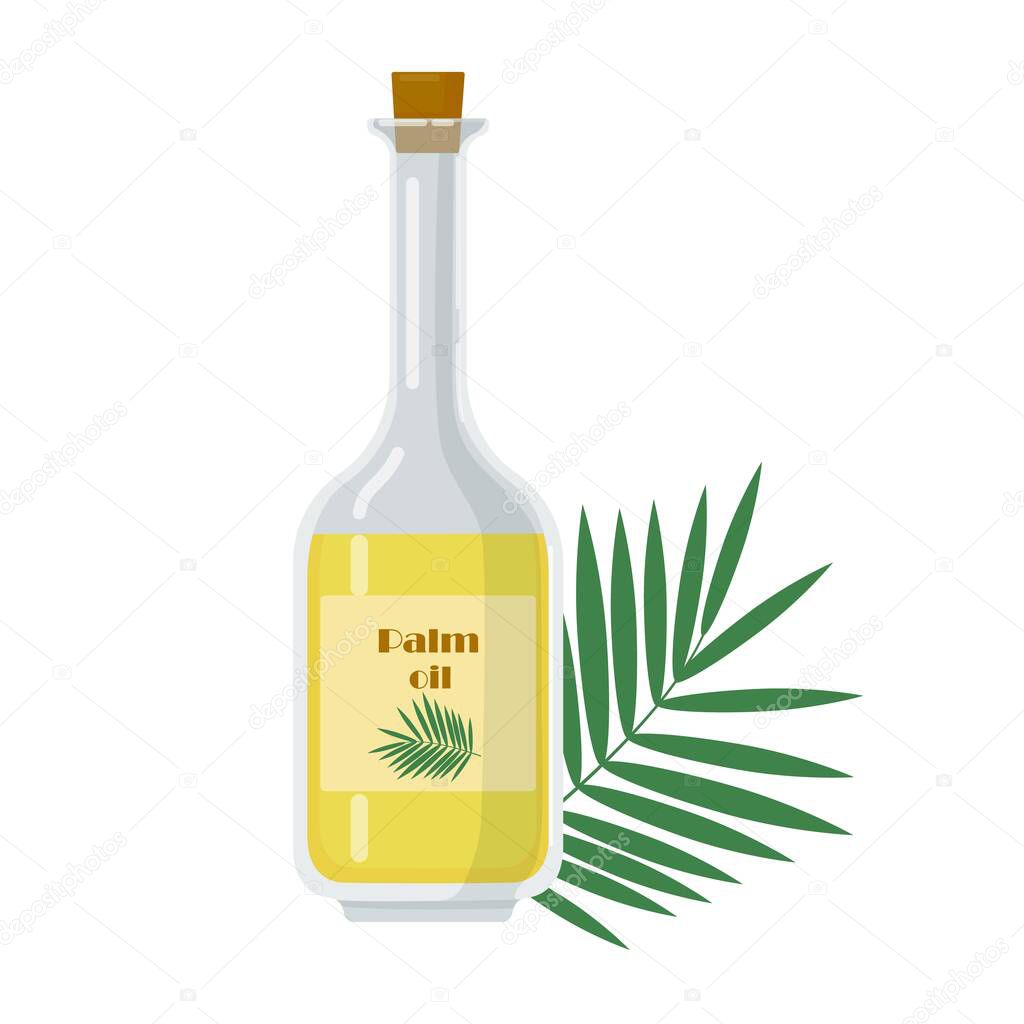 Bottle with palm oil isolated on white.
